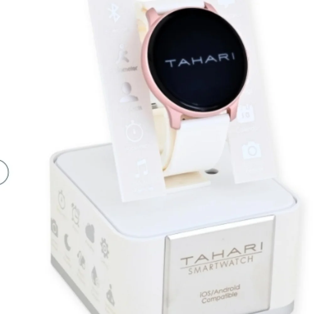 Tahari Ladies Smart Watch with Rose-Gold-Tone - White Silicone